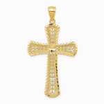 14K Yellow Gold Diamond-cut Filigree Cross Pendant - Product Photo