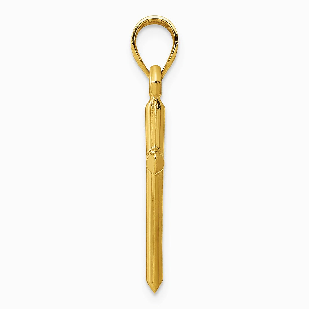14K Yellow Gold Polished Hollow Cross Pendant - Product Photo