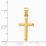 14K Yellow Gold Polished Hollow Cross Pendant - Product Photo