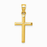 14K Yellow Gold Polished Hollow Cross Pendant - Product Photo