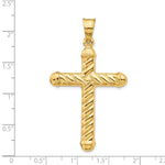 14K Yellow Gold Hollow Cross Pendant - Product Photo