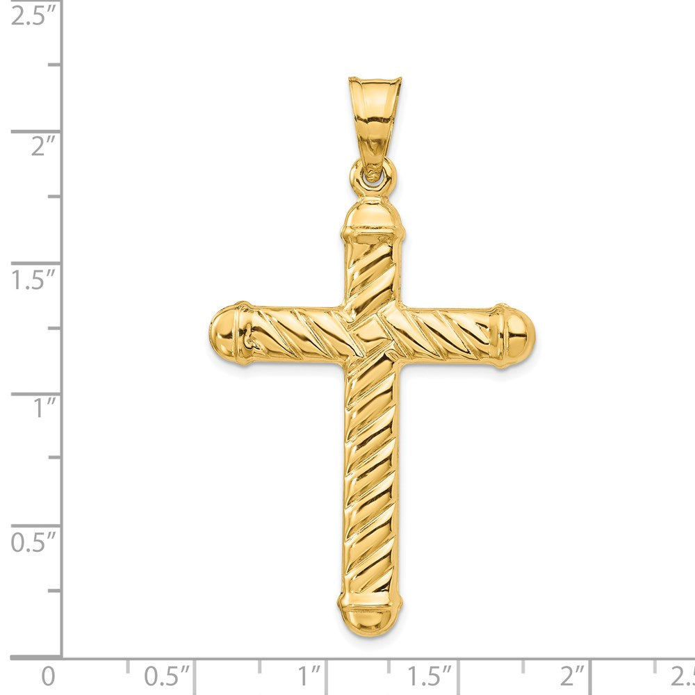 14K Yellow Gold Hollow Cross Pendant - Product Photo