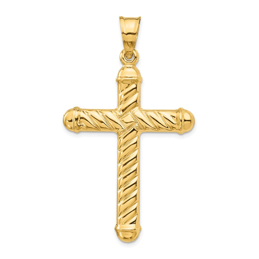 14K Yellow Gold Hollow Cross Pendant - Product Photo