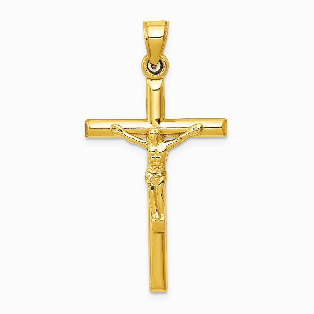 14K Yellow Gold Hollow Crucifix Pendant