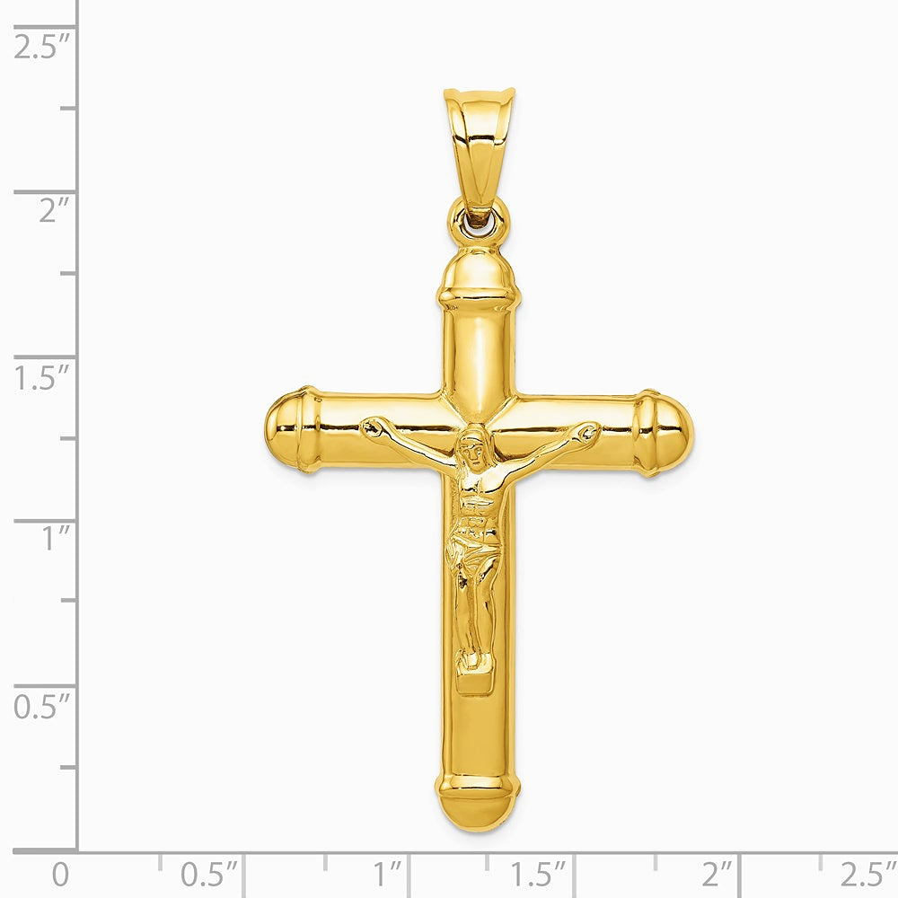 14K Yellow Gold Reversible Crucifix Pendant - Product Photo