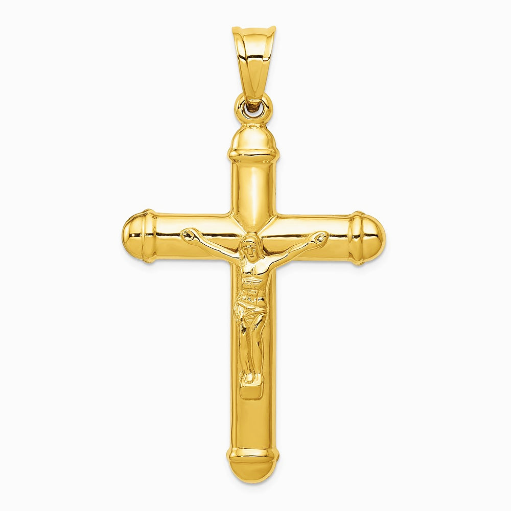 14K Yellow Gold Reversible Crucifix Pendant - Product Photo