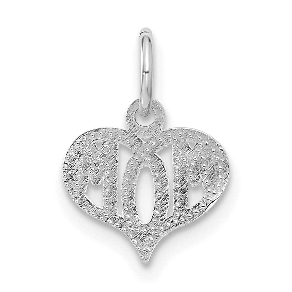 14k White Gold MOM Heart Charm - Product Photo