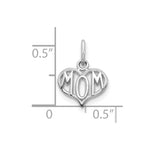 14k White Gold MOM Heart Charm - Product Photo