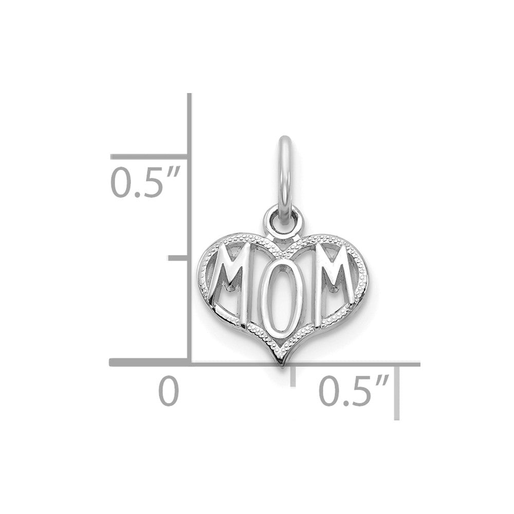 14k White Gold MOM Heart Charm - Product Photo