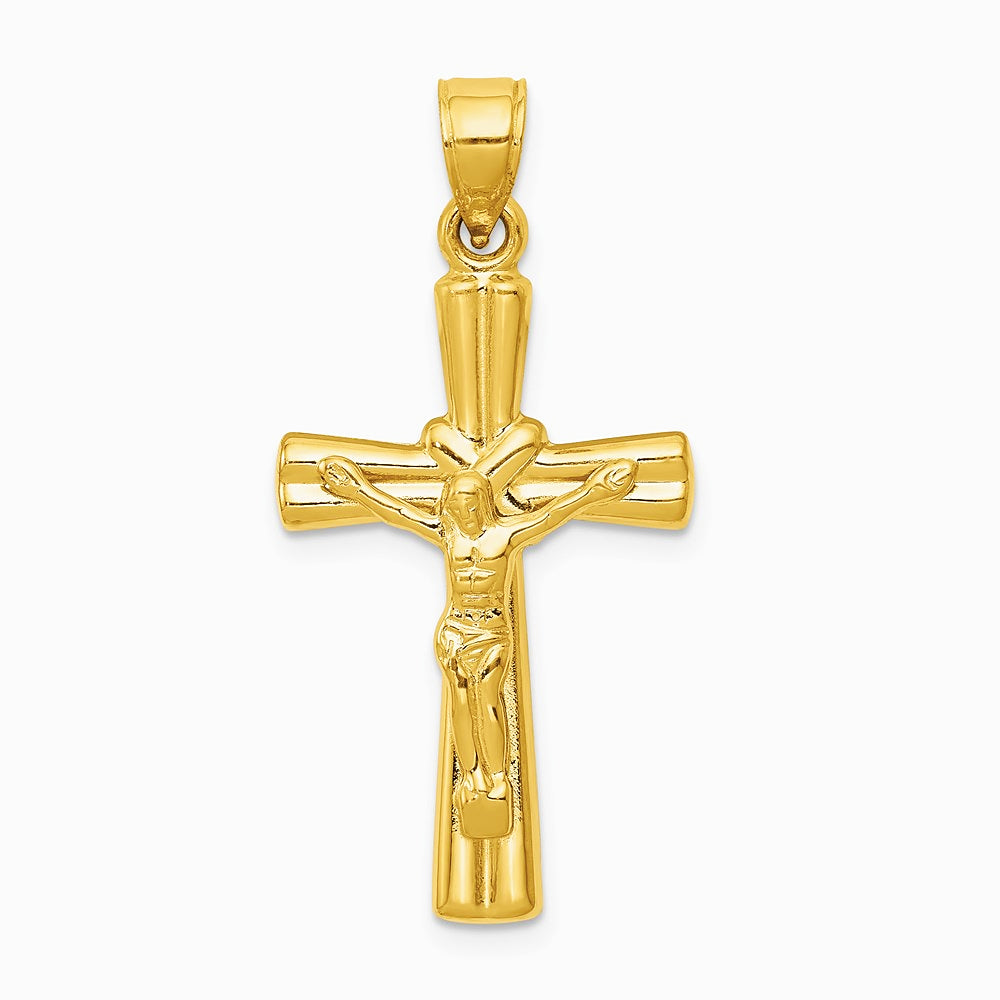 14K Yellow Gold Reversible Crucifix Pendant - Product Photo