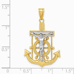 10K / 14K Two-tone Diamond-cut Mariner's Cross Pendant - Product Photo