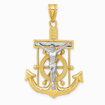 10K / 14K Two-tone Diamond-cut Mariner's Cross Pendant - Product Photo
