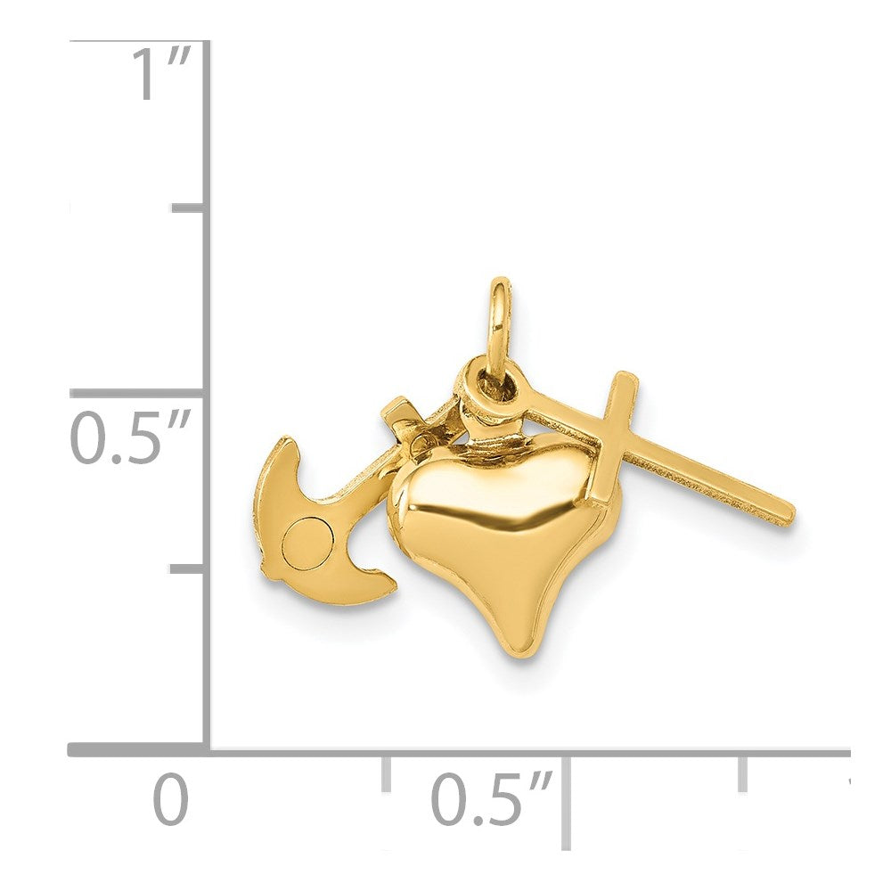 14K 3D Faith, Hope And Charity Charm - Product Photo