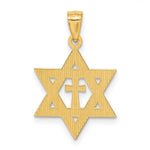 14k Diamond-cut Star of David w/Cross Pendant - Product Photo