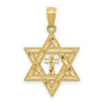 14k Diamond-cut Star of David w/Cross Pendant - Product Photo