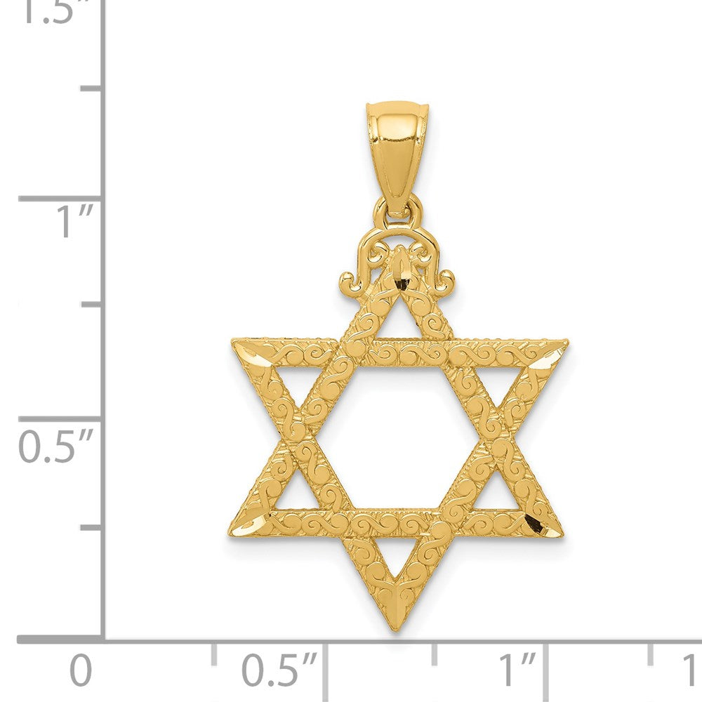 14k Diamond-cut Star of David Pendant - Product Photo