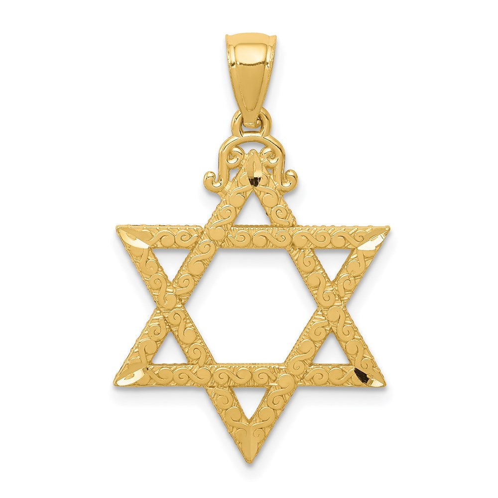 14k Diamond-cut Star of David Pendant - Product Photo
