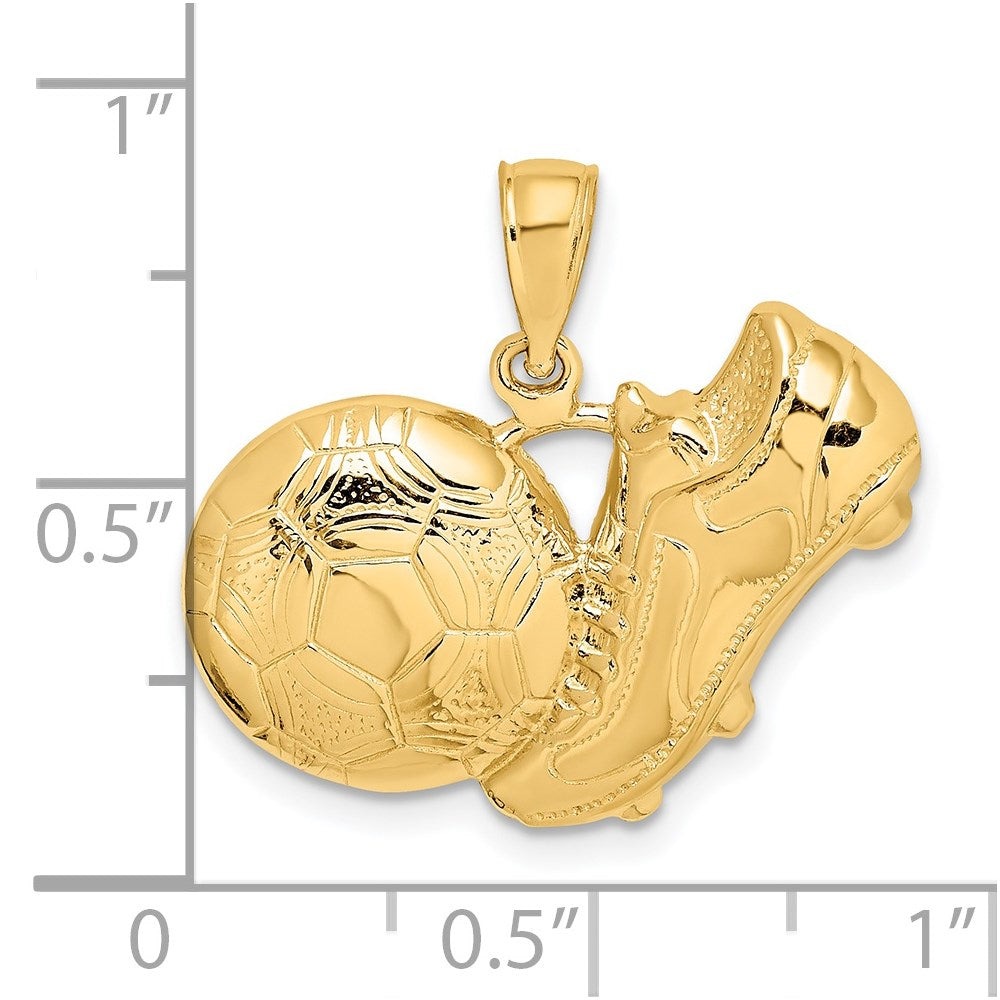 14k Soccer Shoe Kicking Ball Charm - Product Photo