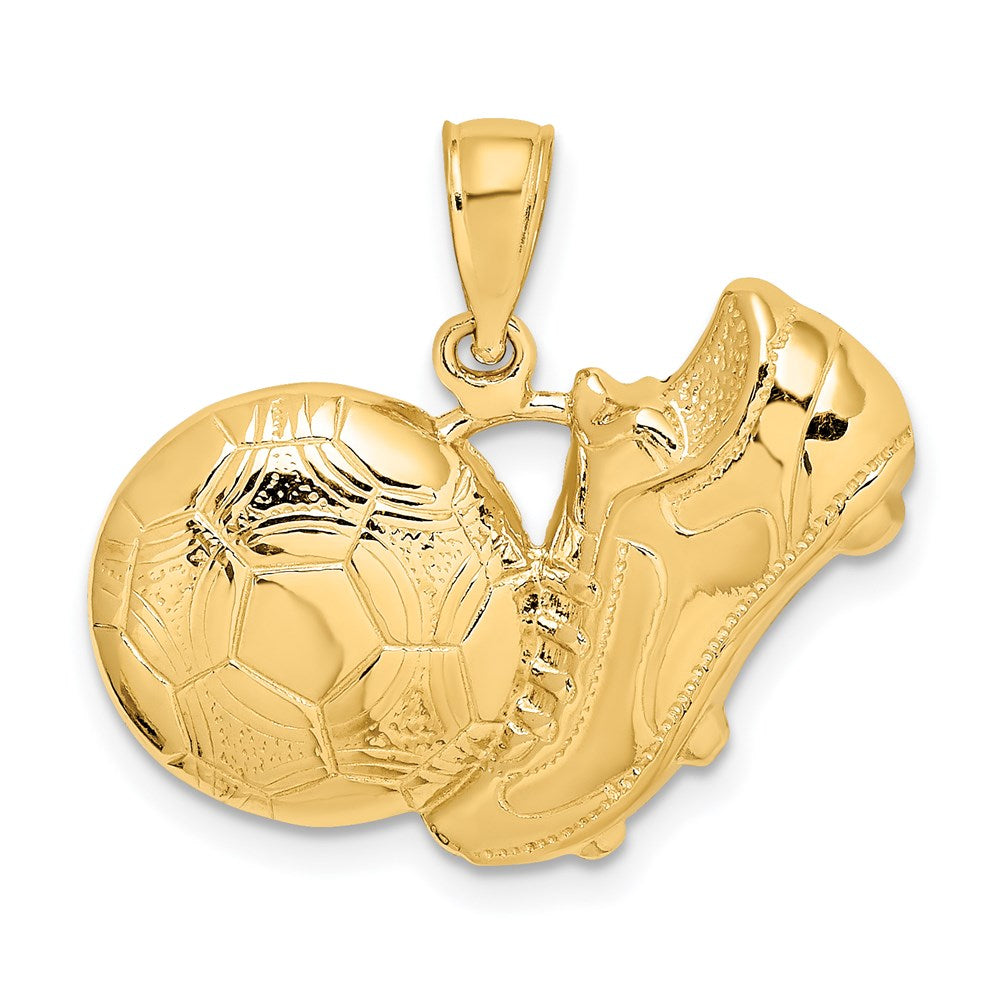 14k Soccer Shoe Kicking Ball Charm - Product Photo