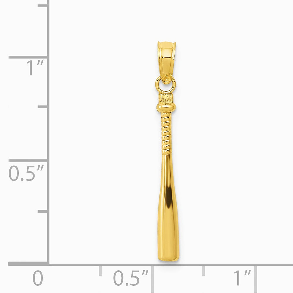 10K / 14K Yellow Gold 3-D Baseball Bat Pendant - Product Photo