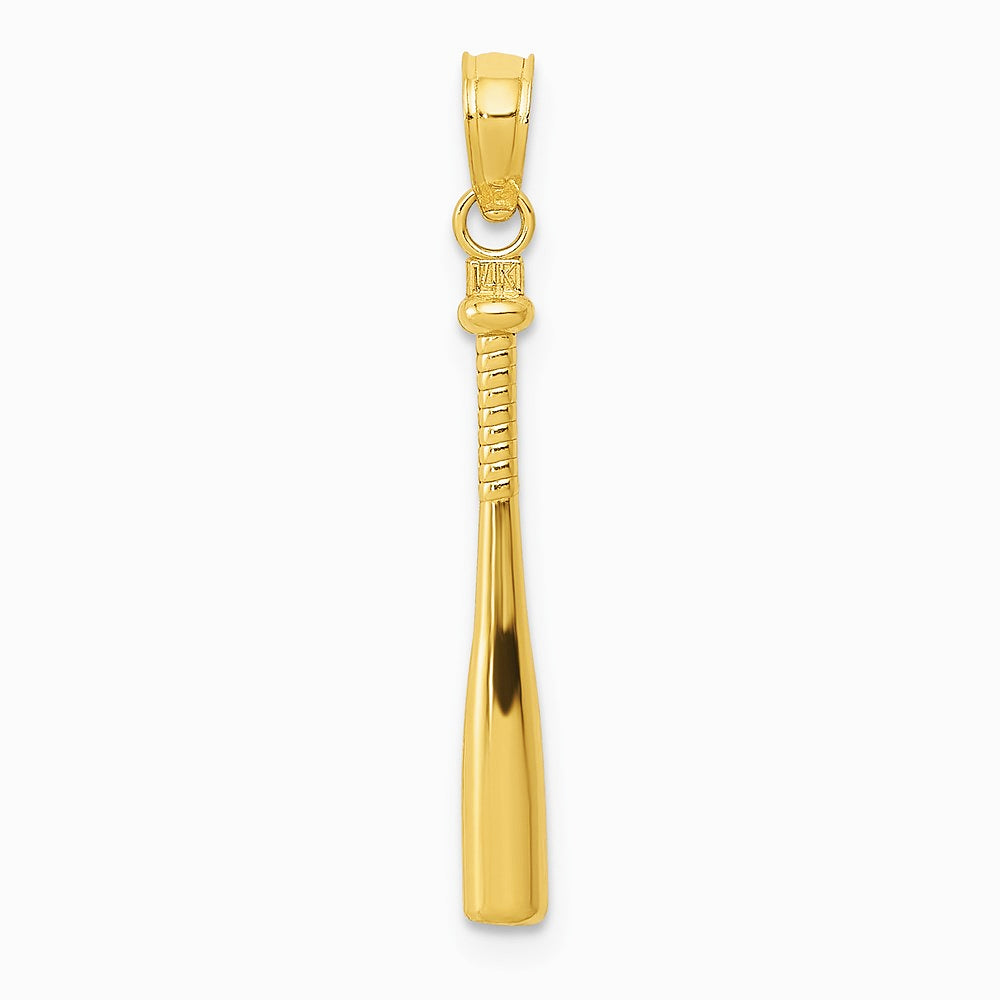 10K / 14K Yellow Gold 3-D Baseball Bat Pendant - Product Photo