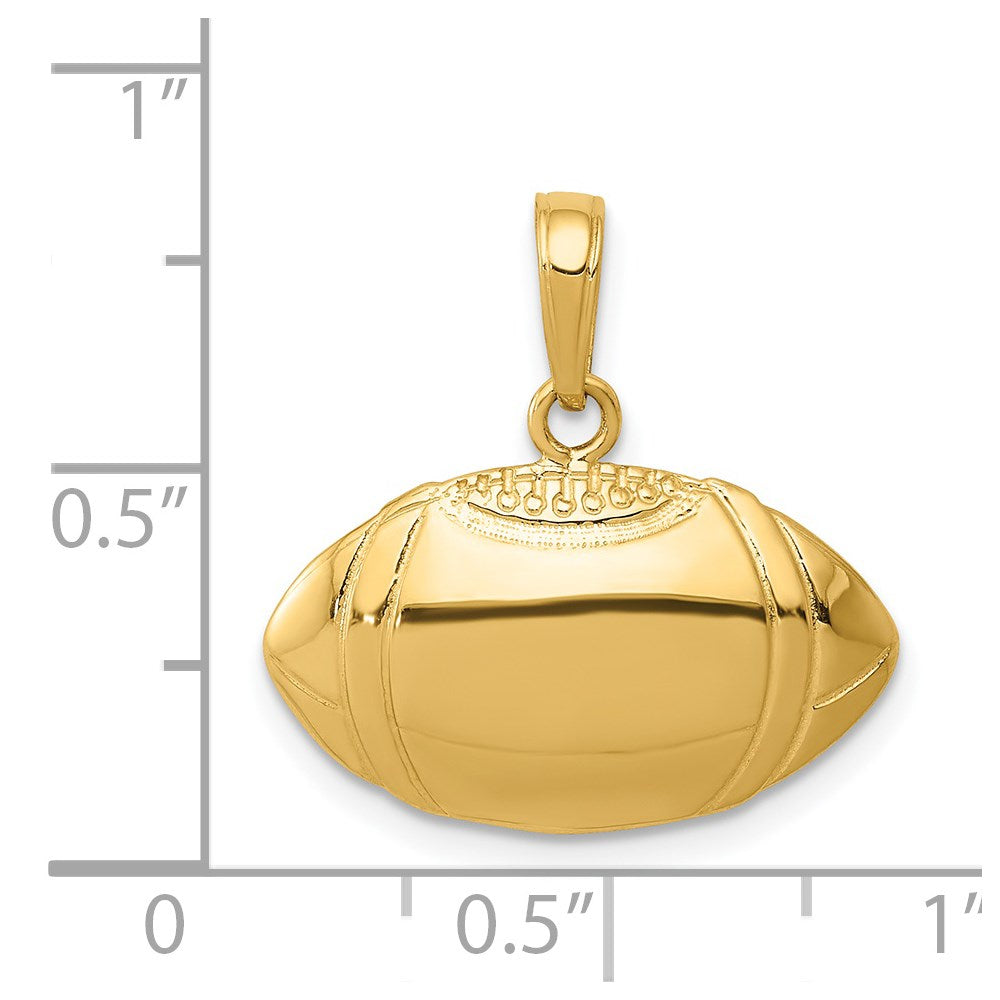 10K / 14K Yellow Gold Football Profile Pendant - Product Photo