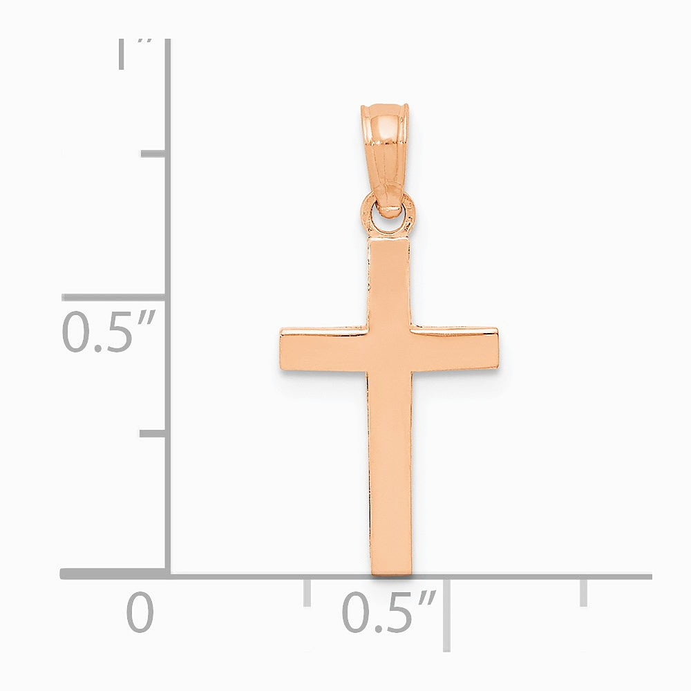 10K / 14K Rose Gold Polished Cross Pendant - Product Photo