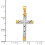 14K Two-Tone Diamond-cut Cross Pendant - Product Photo