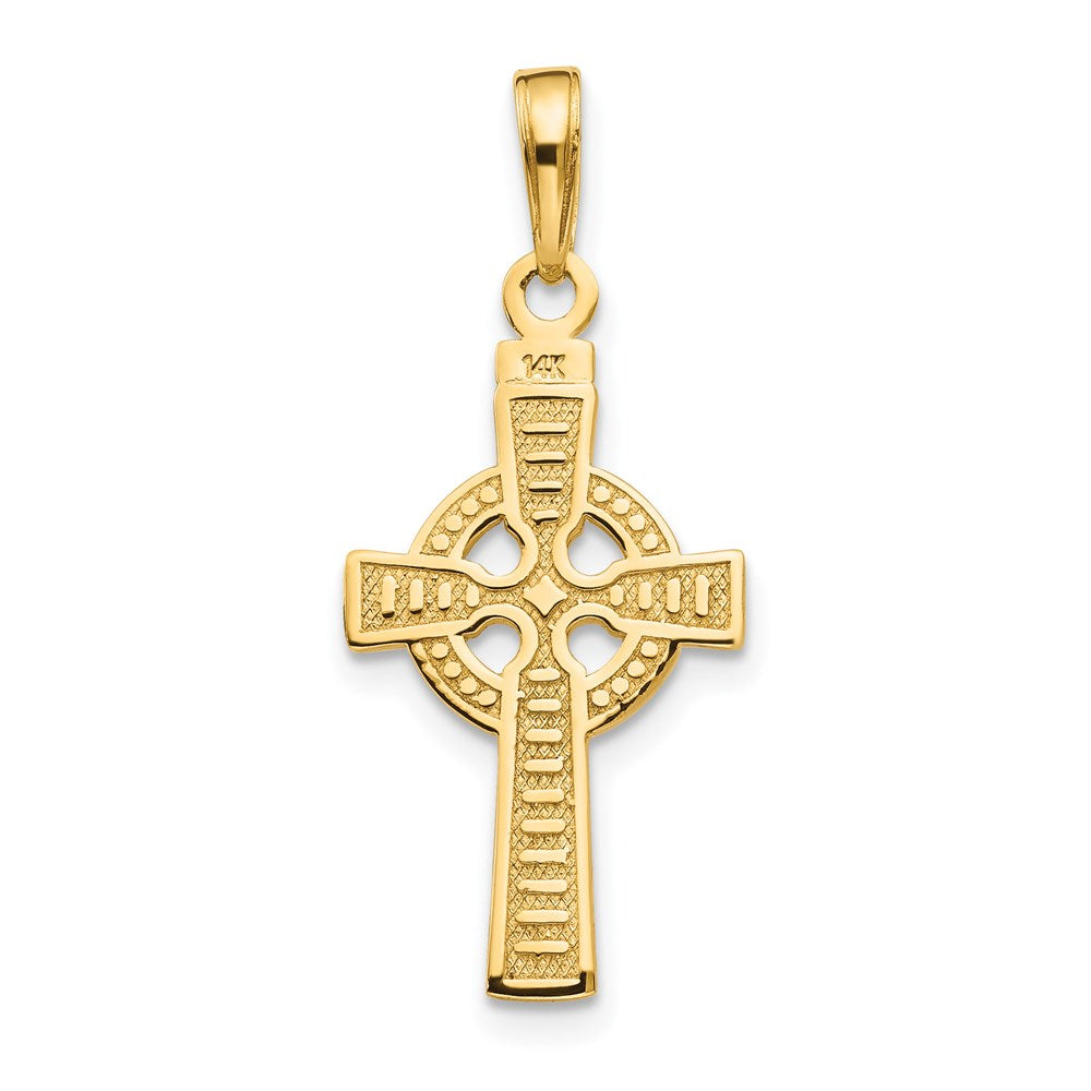 10K / 14K Yellow Gold Reversible GOD IS LOVE Celtic Cross Pendant - Product Photo