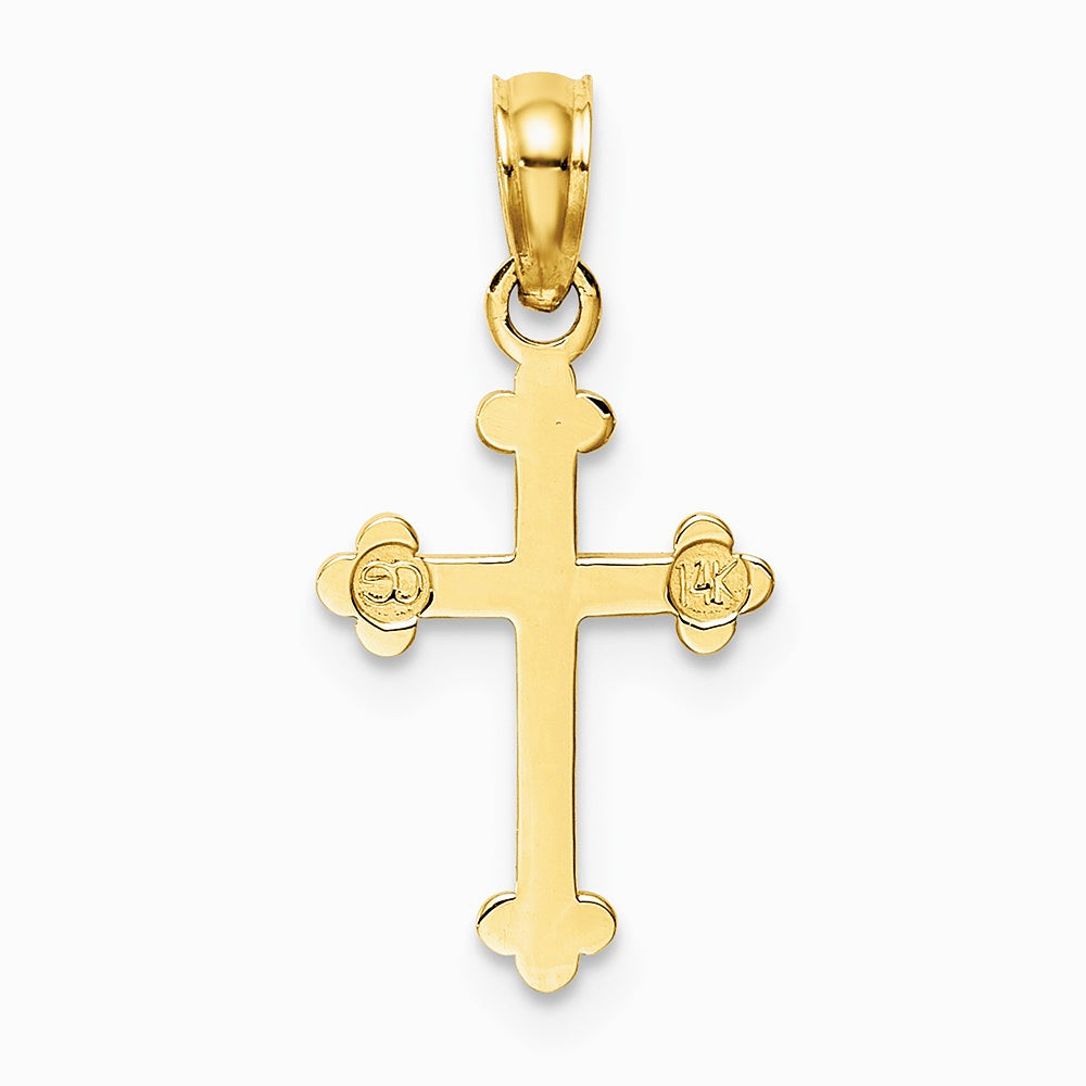 10K / 14K Yellow Gold Budded Cross Charm - Product Photo