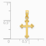 10K / 14K Yellow Gold Budded Cross Charm - Product Photo
