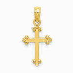 10K / 14K Yellow Gold Budded Cross Charm - Product Photo