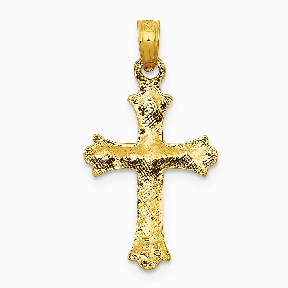 10K / 14K Yellow Gold Budded Cross Charm - Product Photo