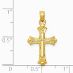 10K / 14K Yellow Gold Budded Cross Charm - Product Photo