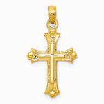 10K / 14K Yellow Gold Budded Cross Charm - Product Photo