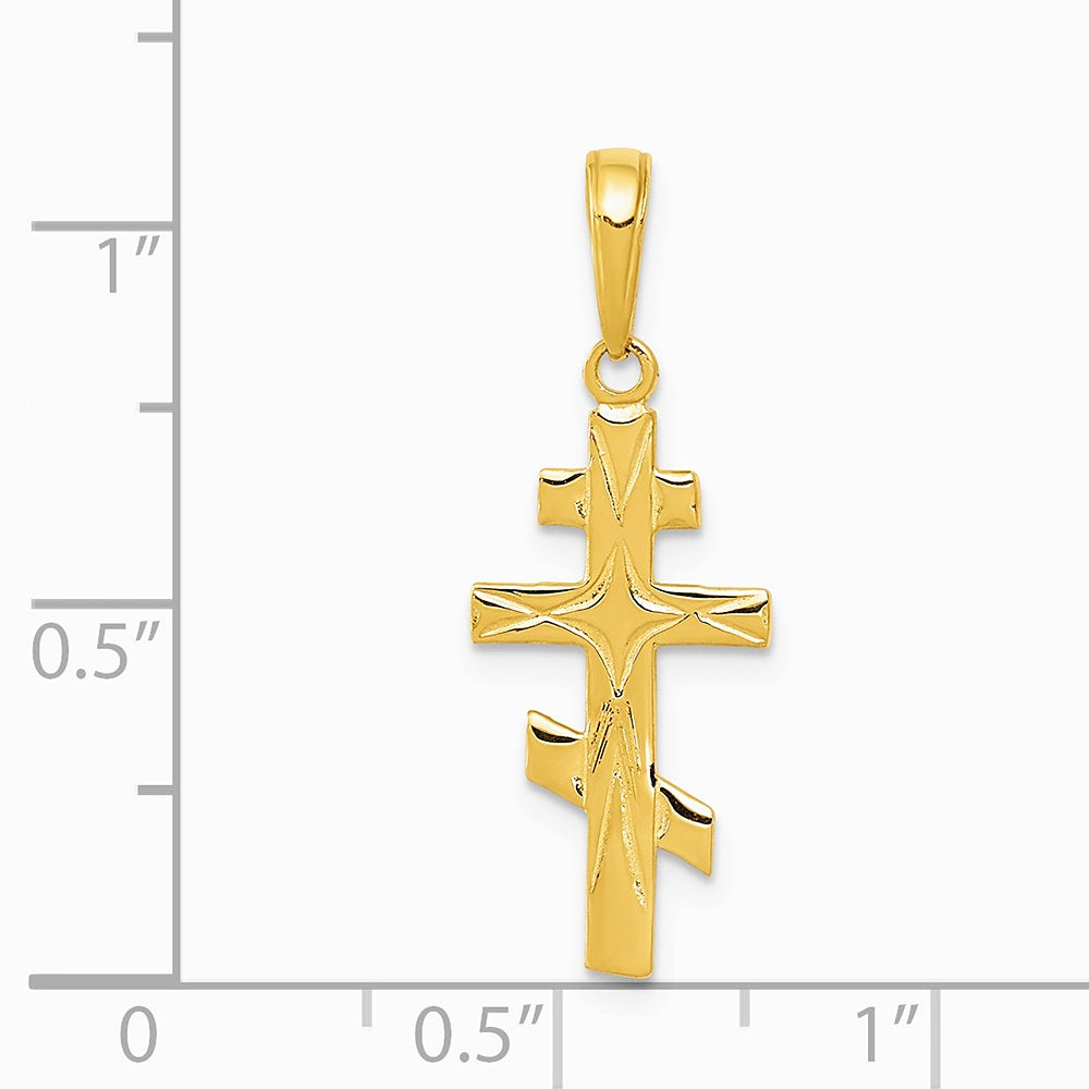 14K Yellow Gold Eastern Orthodox Cross Pendant - Product Photo