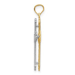 14k Two-tone Hearts Cross Pendant - Product Photo