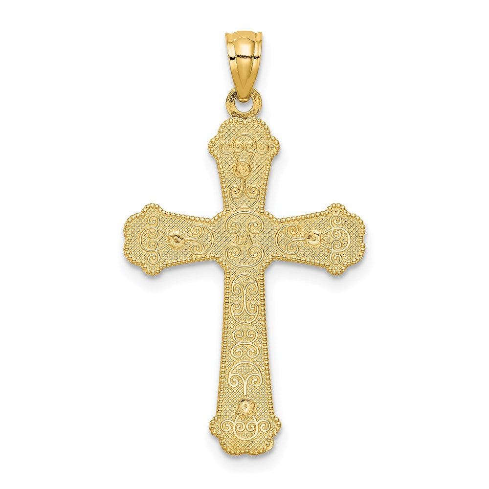 14k Two-tone Hearts Cross Pendant - Product Photo