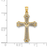 14k Two-tone Hearts Cross Pendant - Product Photo