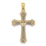 14k Two-tone Hearts Cross Pendant - Product Photo