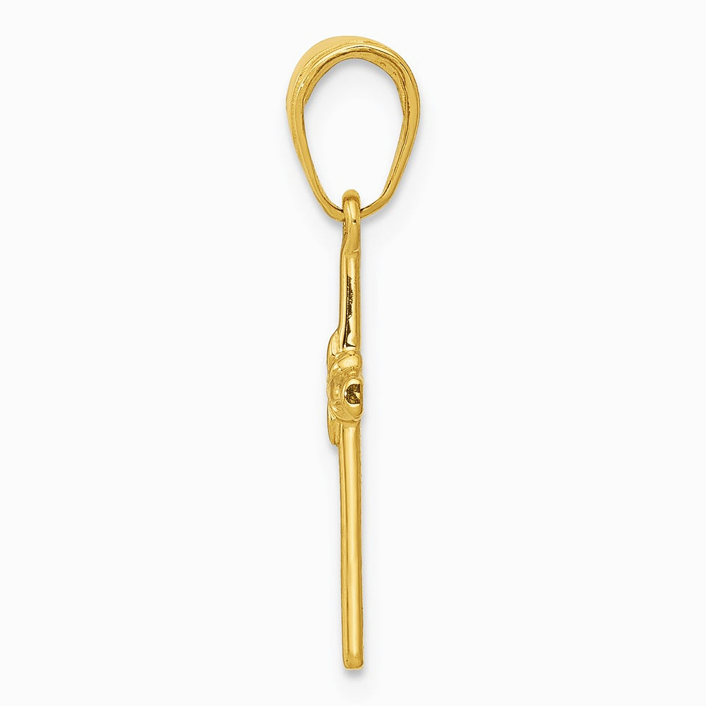 10K / 14K Yellow Gold Polished Cross Charm - Product Photo