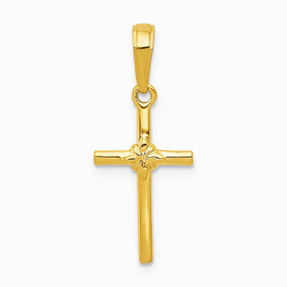 10K / 14K Yellow Gold Polished Cross Charm - Product Photo