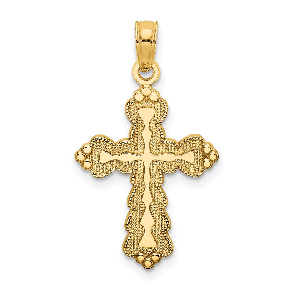 14k Scalloped Cross Charm - Product Photo