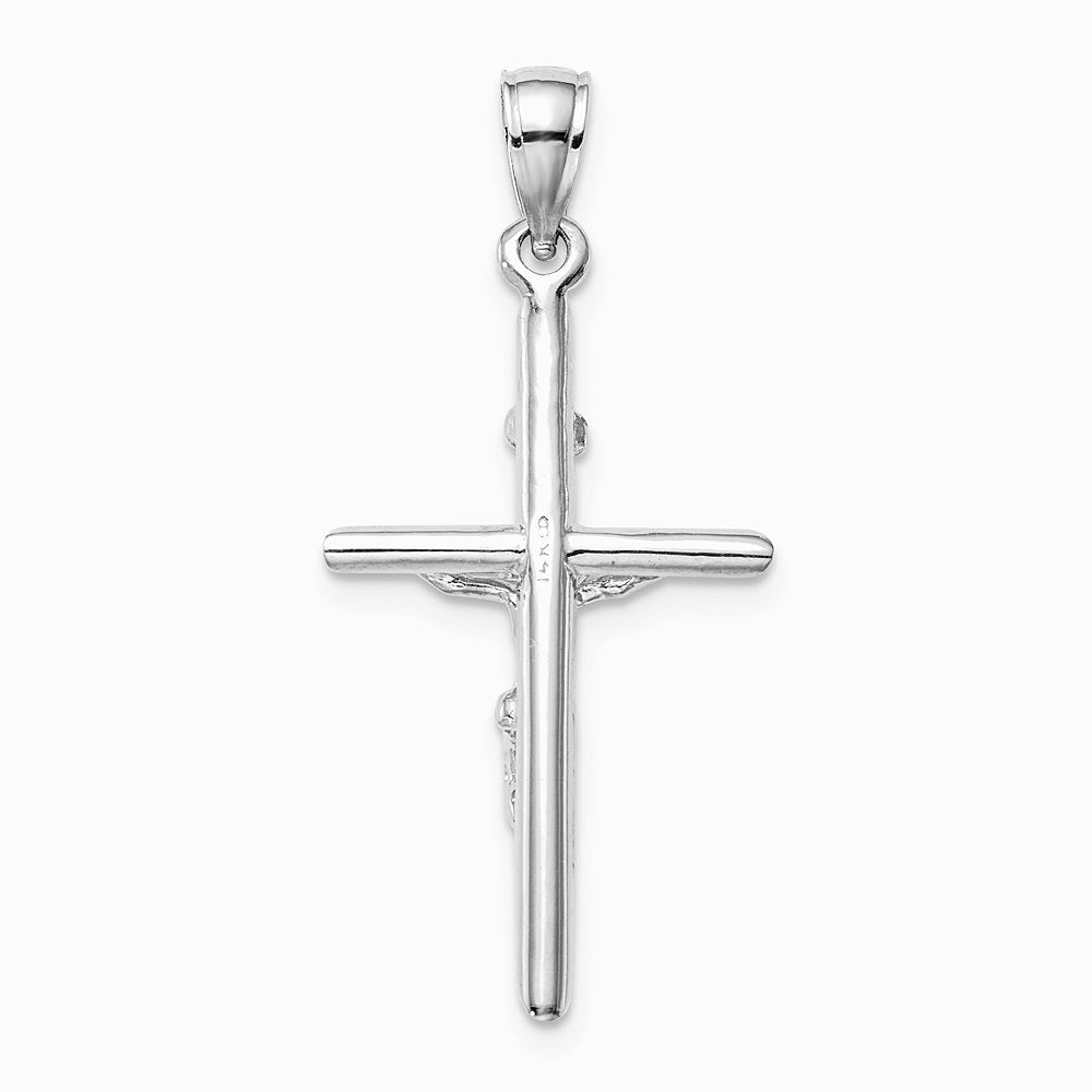 10K / 14K White Gold INRI Crucifix Pendant - Product Photo