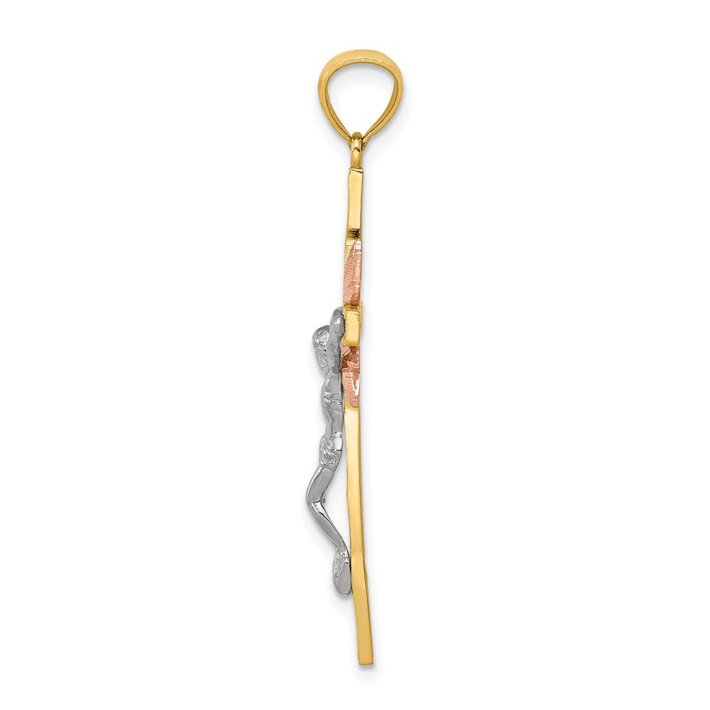 14k Tri-color Crucifix Pendant - Product Photo
