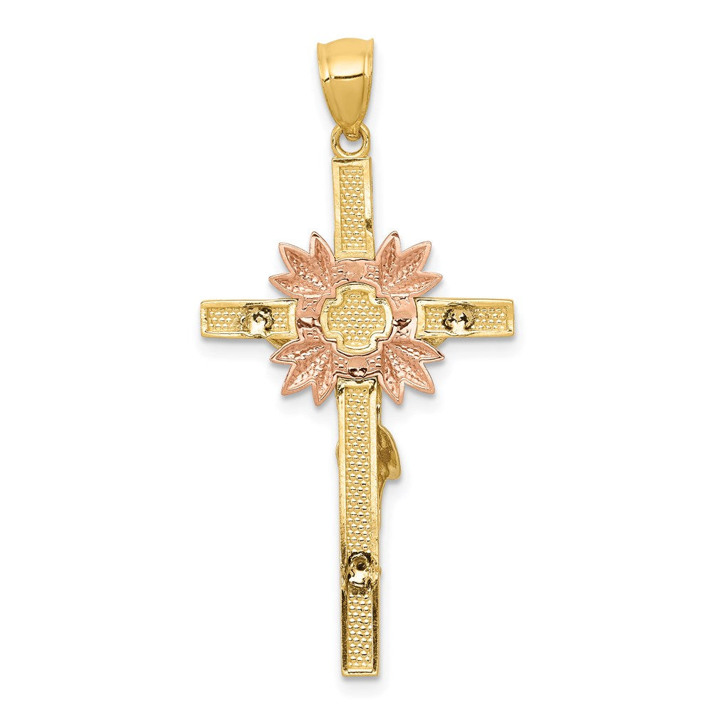 14k Tri-color Crucifix Pendant - Product Photo