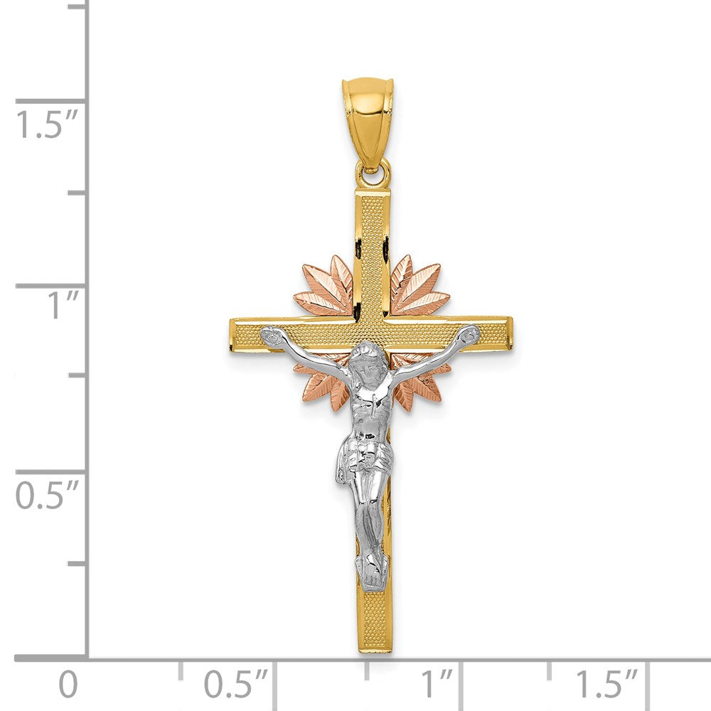 14k Tri-color Crucifix Pendant - Product Photo