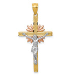 14k Tri-color Crucifix Pendant - Product Photo