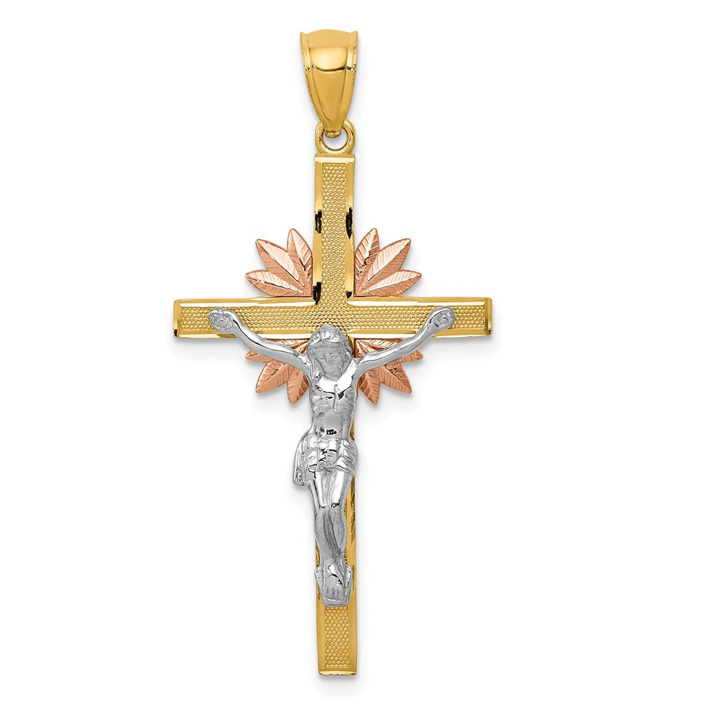 14k Tri-color Crucifix Pendant - Product Photo
