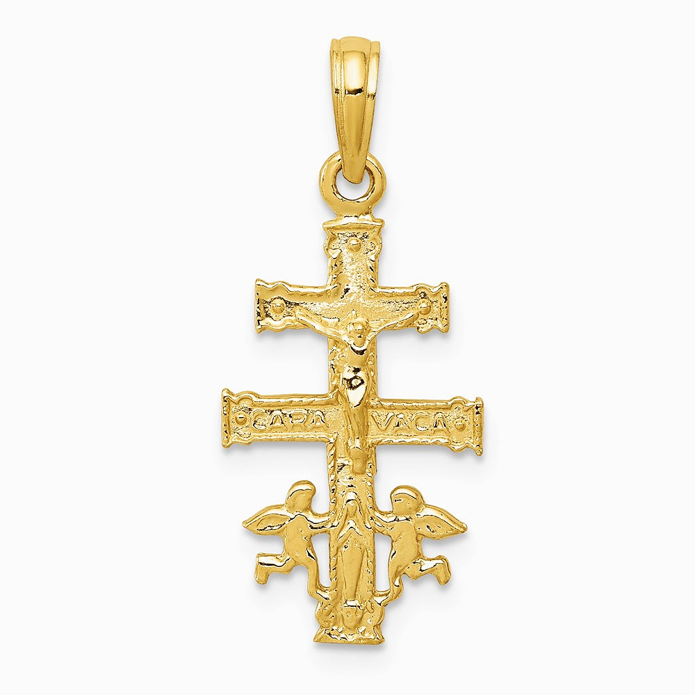 14K Yellow Gold Cara Vaca Crucifix Pendant - Product Photo